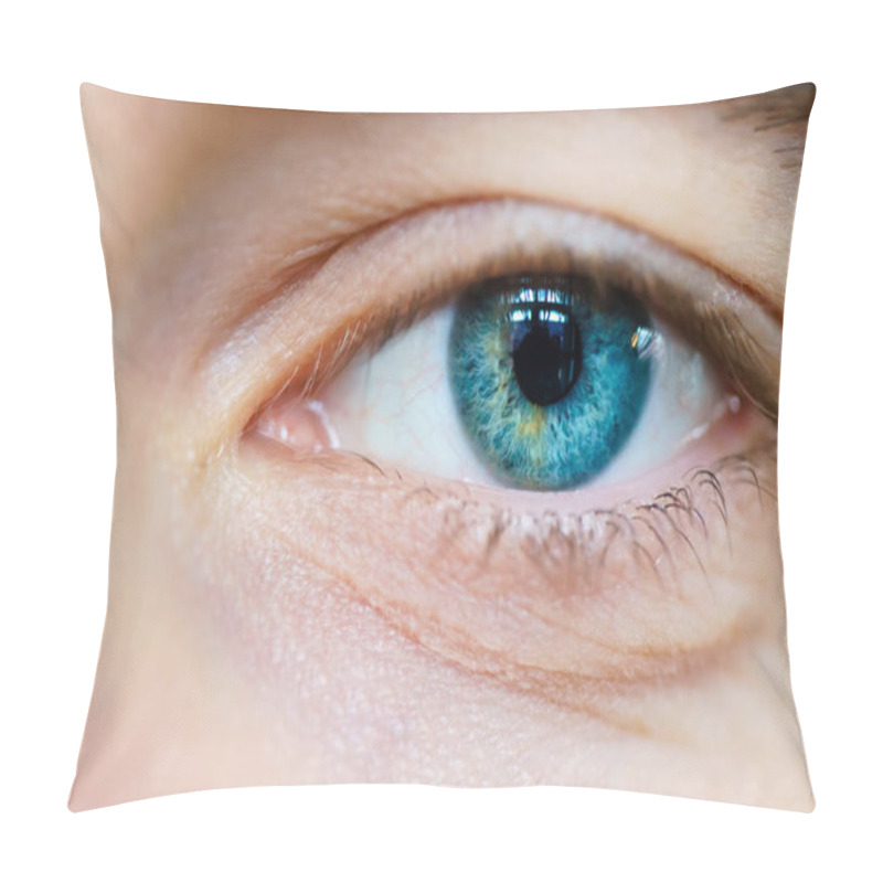 Personality  Blue One Eye Male Close-up Pupil View Pillow Covers