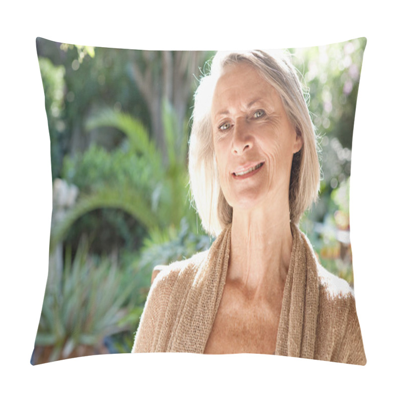 Personality  Woman Sitting And Relaxing In A Home Garden Pillow Covers