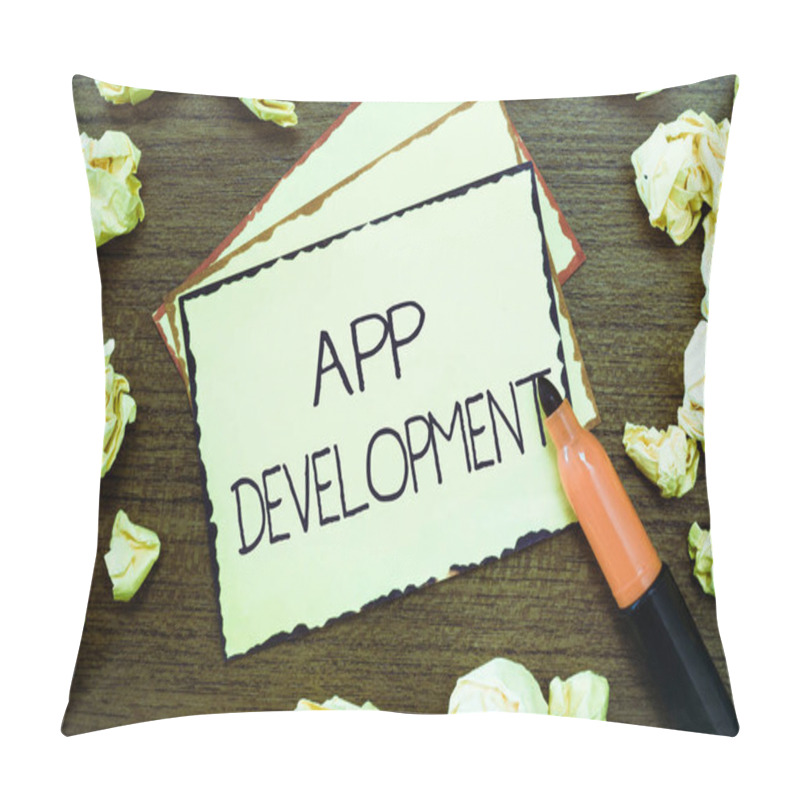 Personality  Word Writing Text App Development. Business Concept For Development Services For Awesome Mobile And Web Experiences Pillow Covers