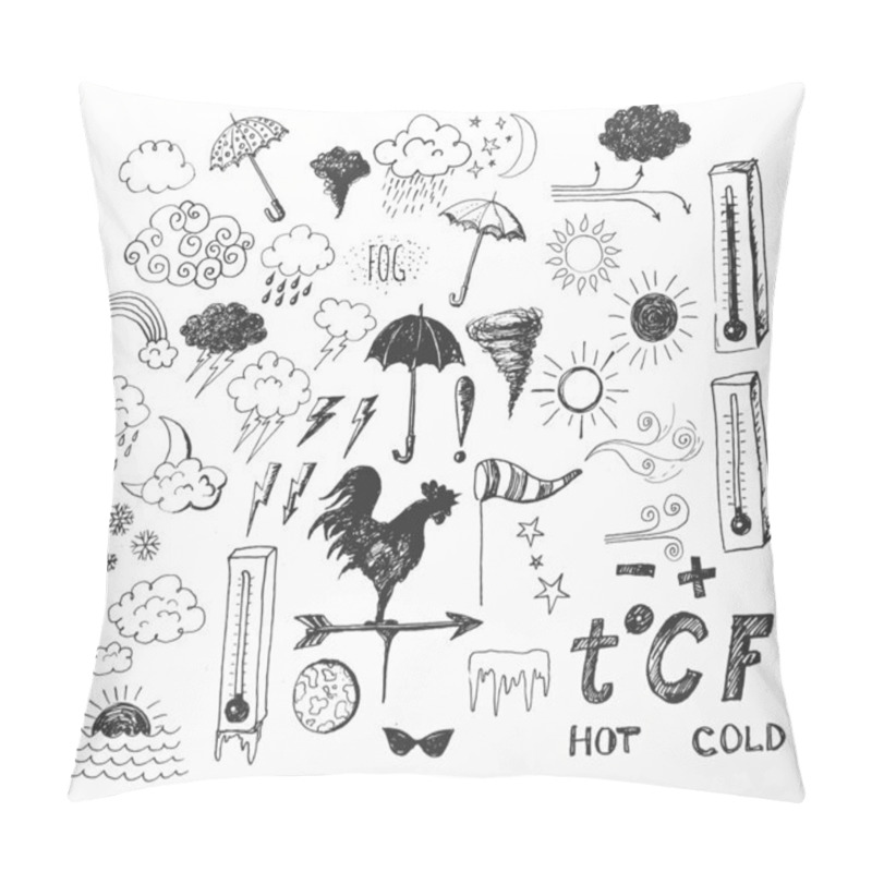 Personality  Set Of Weather Symbols Sketch Pillow Covers