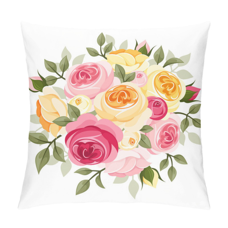 Personality  Pink And Yellow Roses. Vector Illustration. Pillow Covers