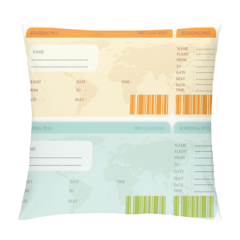 Personality  Airline Boarding Pass Ticket. Pillow Covers