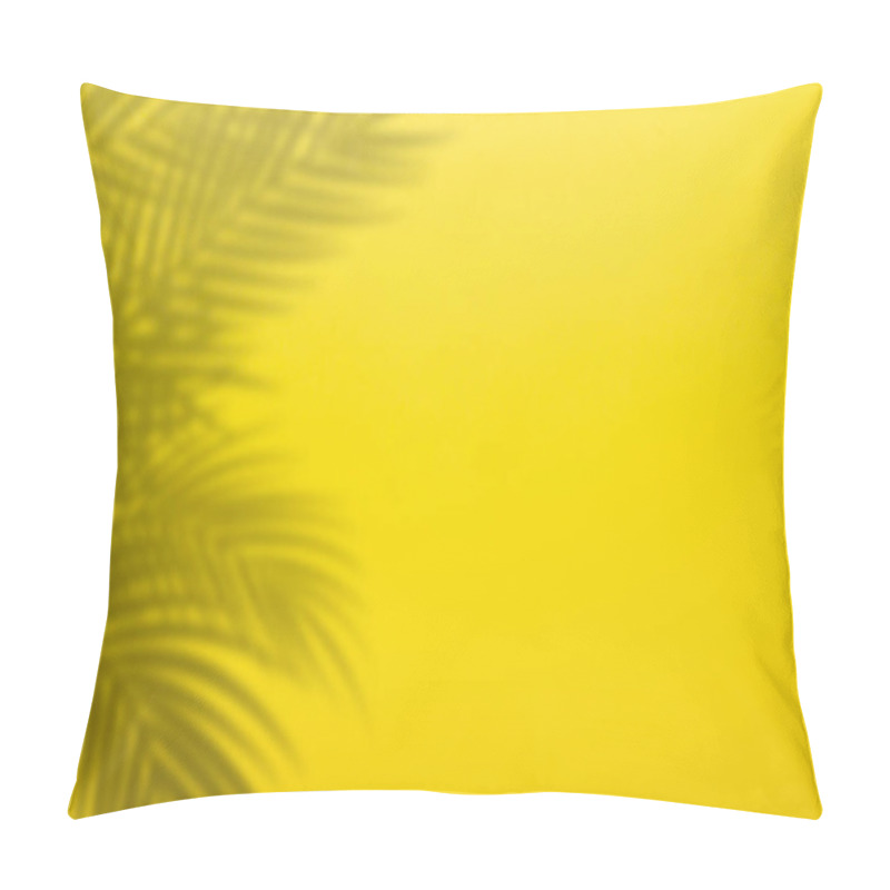 Personality  Shadow From Palm Leaves On A Background Of A Yellow Wall. Yellow Background, Cardboard. Abstract Image Pillow Covers