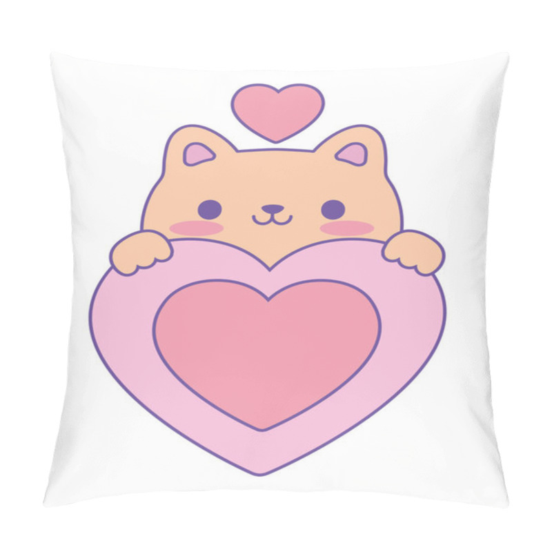 Personality  Cute Cat Animal In Love Isolated Pillow Covers