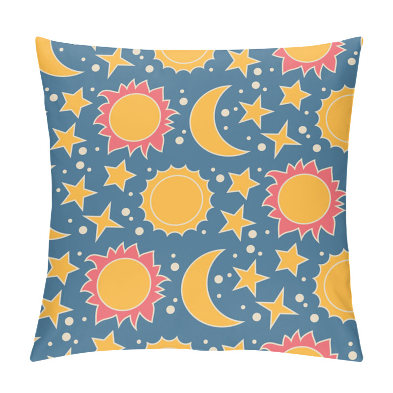 Personality  Vector Seamless Pattern With Moon, Sun And Stars Pillow Covers