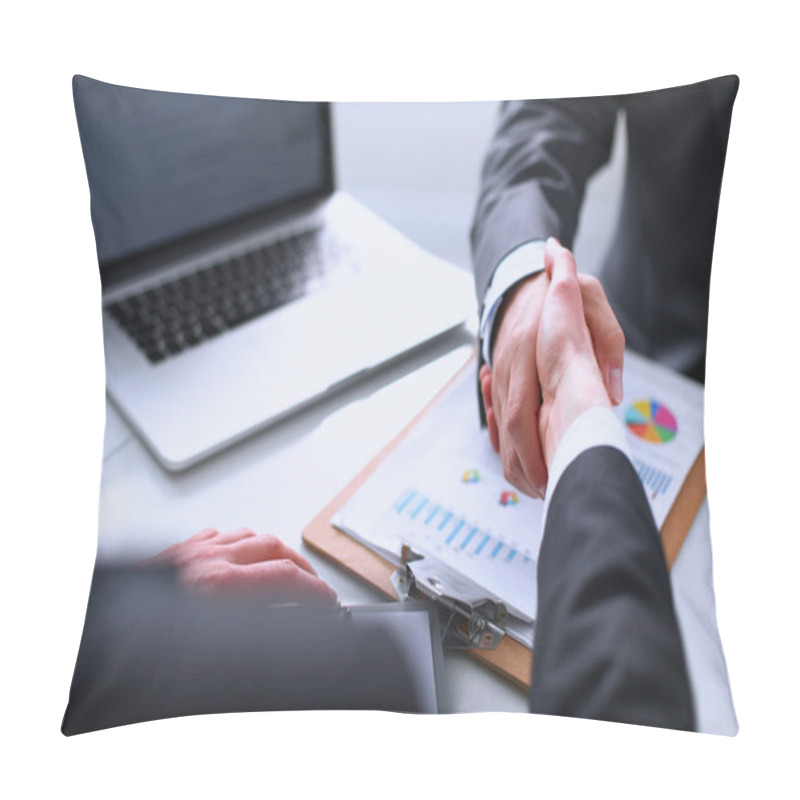 Personality  Business People Shaking Hands, Finishing Up A Meeting Pillow Covers