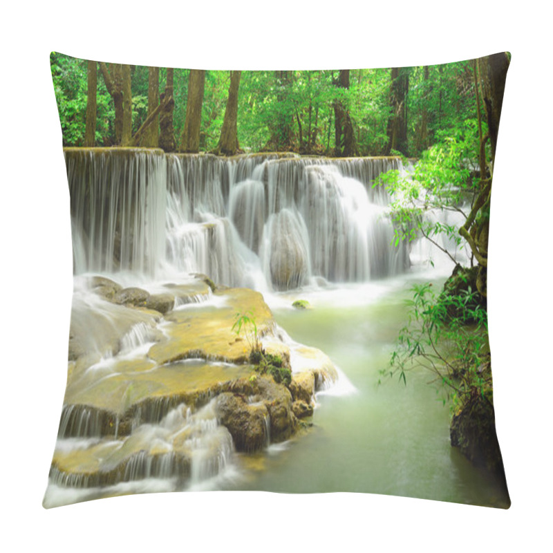 Personality  Waterfall In Tropical Deep Forest At Huay Maekhamin Pillow Covers