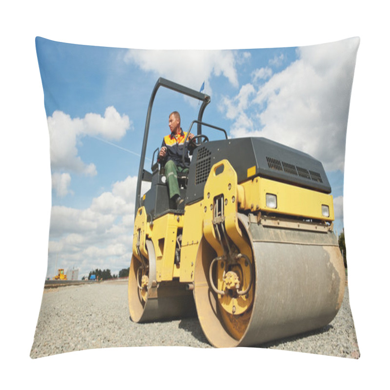 Personality  Compactor Roller At Road Work Pillow Covers