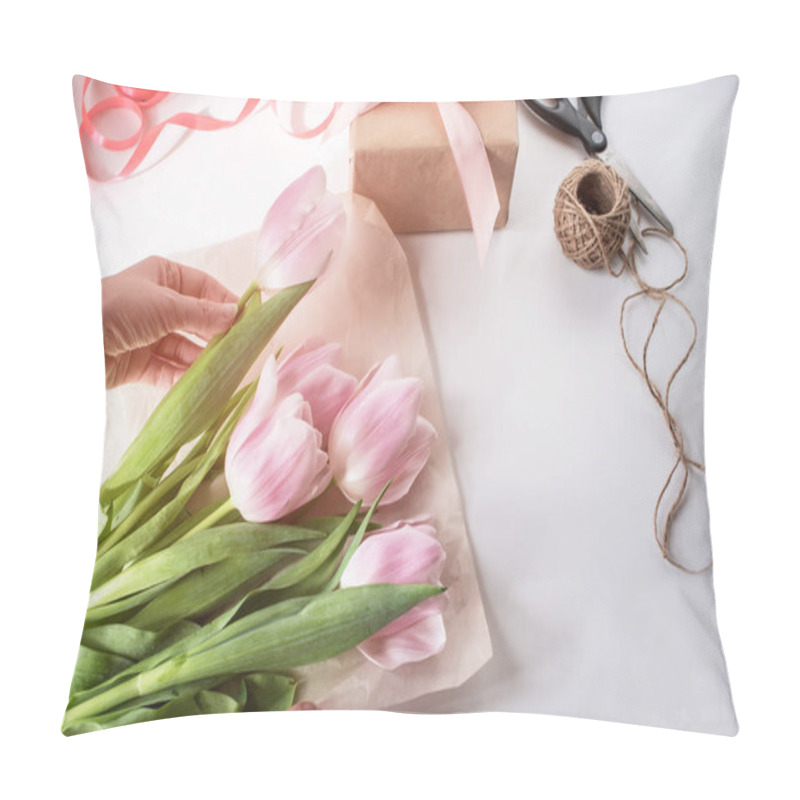 Personality  The Orange Bouquet Of Tulips Is Pink. Pillow Covers