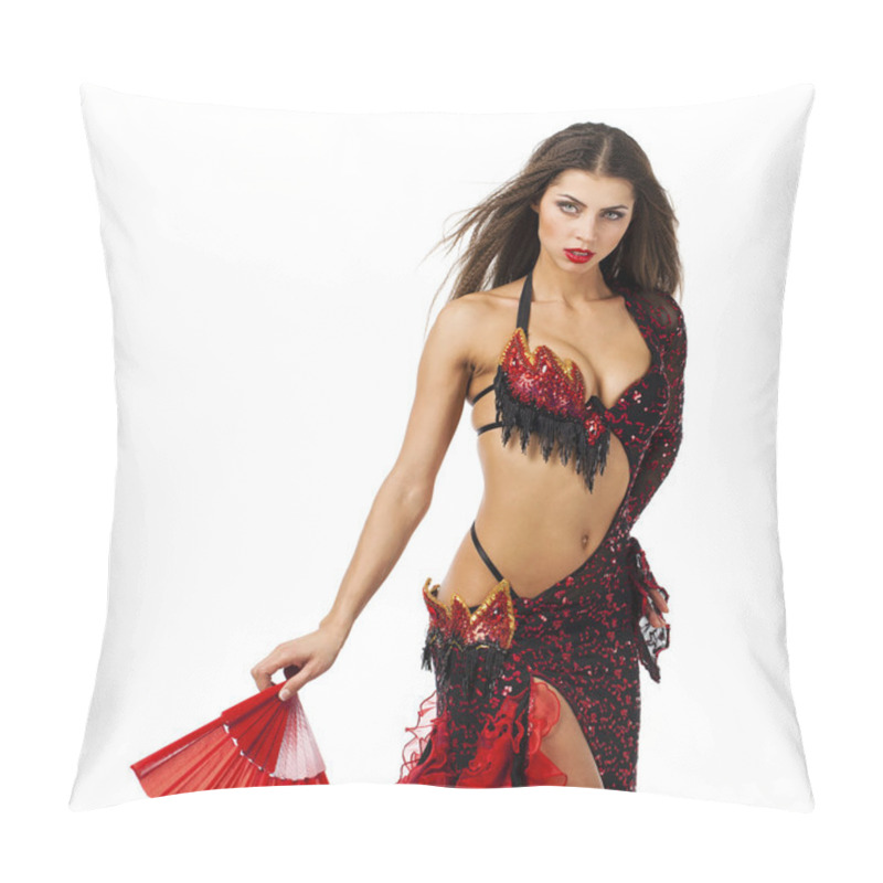 Personality  Woman Traditional Spanish Flamenco Dancer Dancing In A Red Dress Pillow Covers