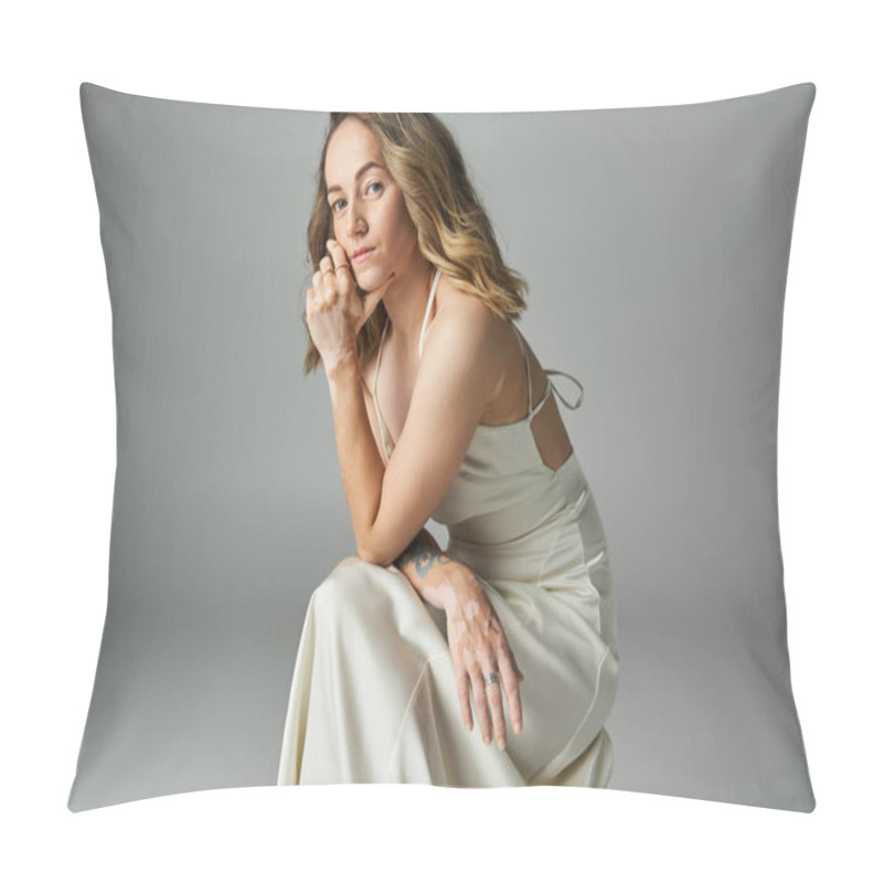 Personality  A Young Woman With Beautiful Vitiligo Showcases Her Unique Beauty While Posing Gracefully. Pillow Covers