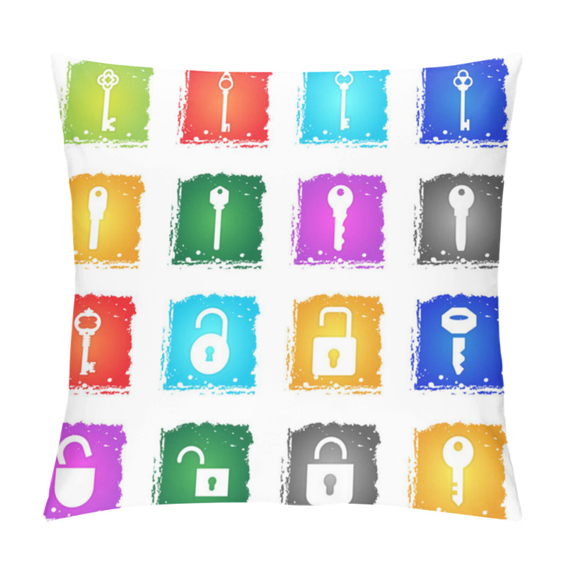 Personality  Lock And Key Icon Set Pillow Covers