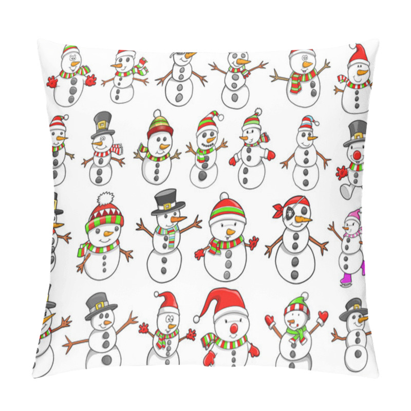 Personality  Christmas Holiday Snowman Vector Set Pillow Covers