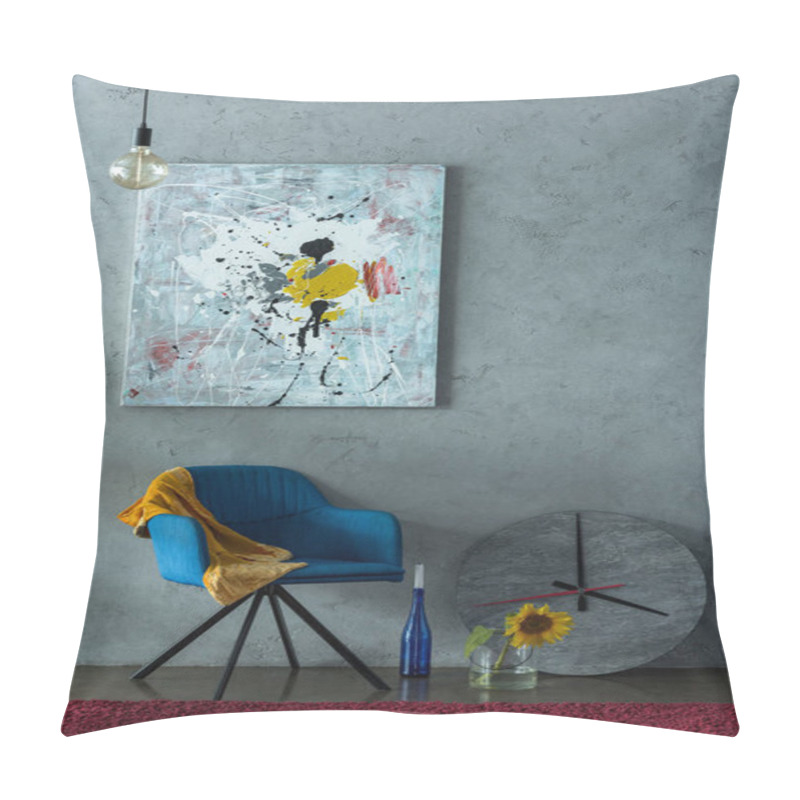 Personality  Blue Chair And Modern Painting On Wall In Office Pillow Covers