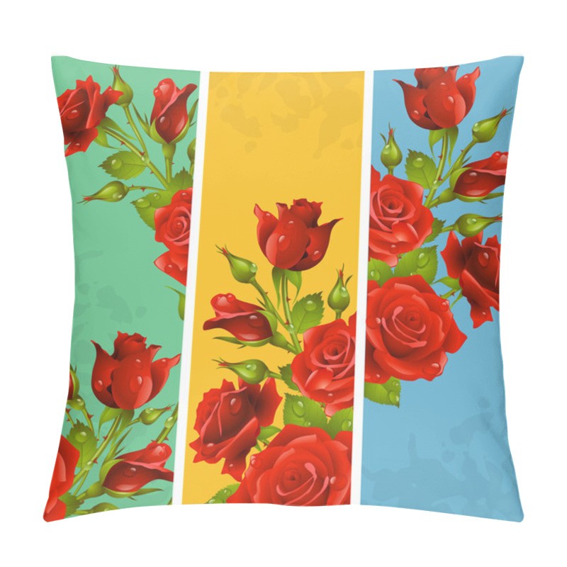 Personality  Red Rose Frames. Vector Set Of Floral Vertical Banners Pillow Covers