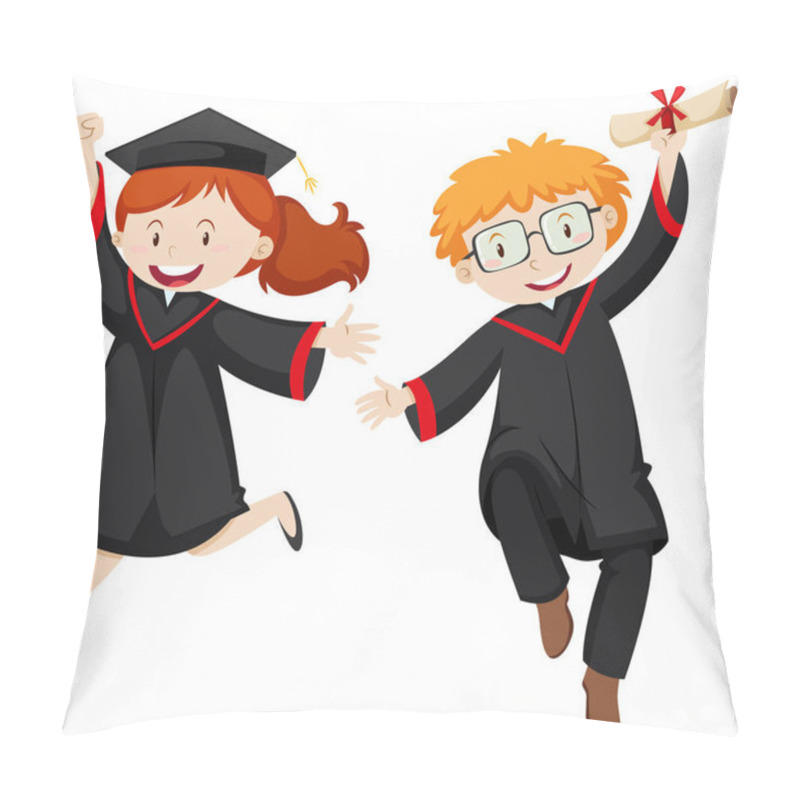 Personality  Two Graduated Students In Graduation Gowns Pillow Covers