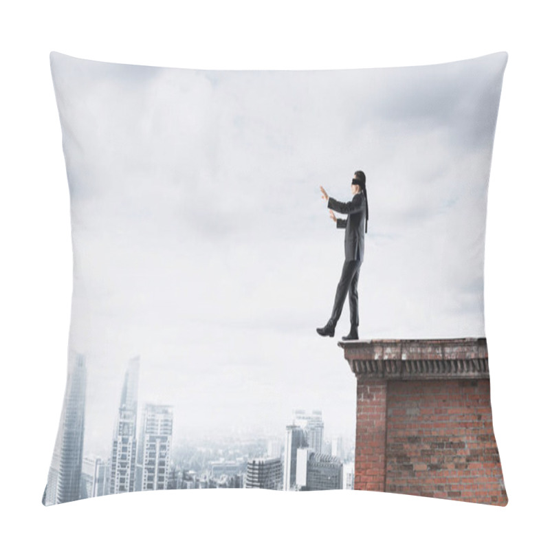 Personality  Businessman With Blindfolder On Eyes Pillow Covers