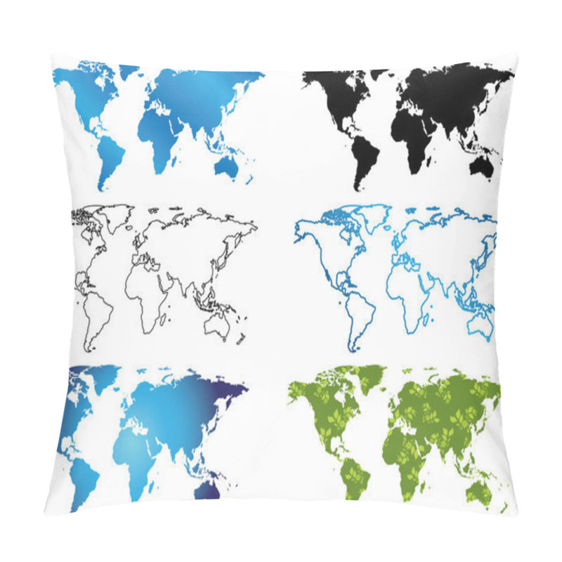 Personality  Set Of Vector Maps Of The World Pillow Covers