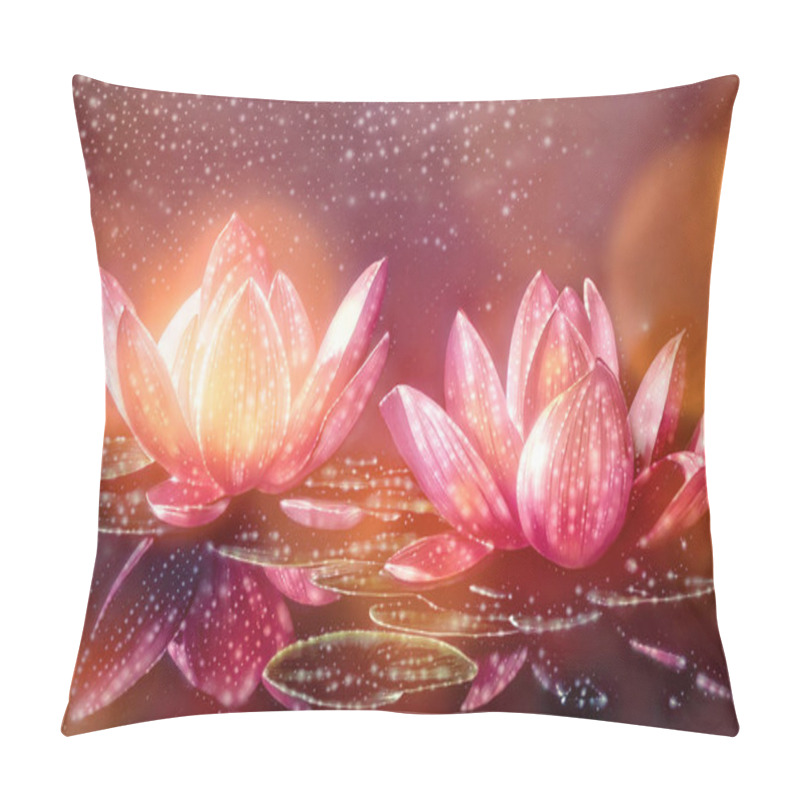 Personality  Beautiful Lotus Flower On Abstract Background.. Flower In Lake. Pillow Covers