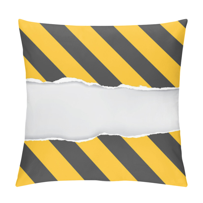 Personality  Vector Ripped Paper With Construction Sign Pillow Covers