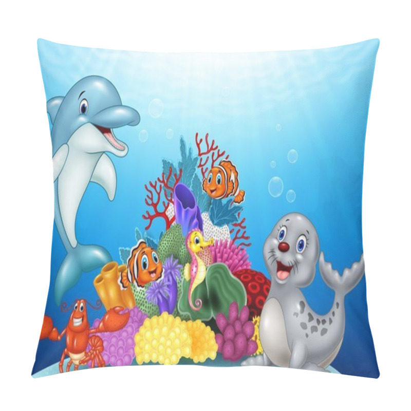 Personality  Cartoon Tropical Fish With Beautiful Underwater World Pillow Covers