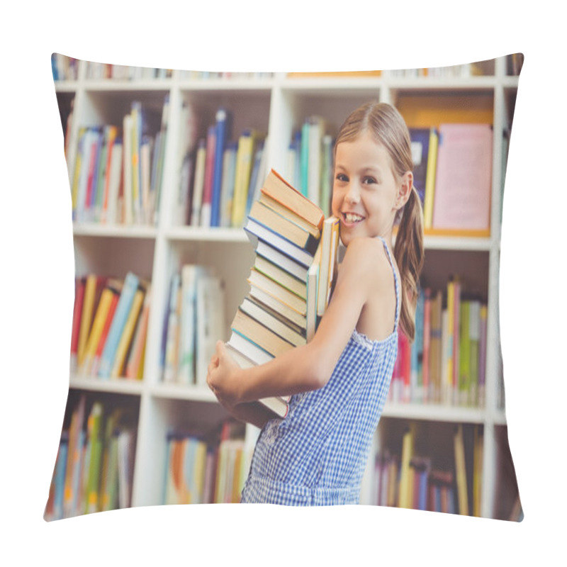 Personality  School Girl Holding Stack Of Books Pillow Covers