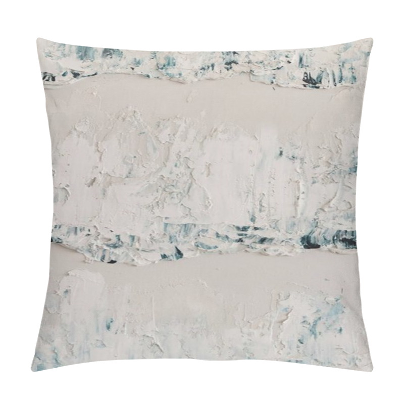 Personality  Abstract White And Teal Textured Painting With Layered Brush Strokes. Pillow Covers