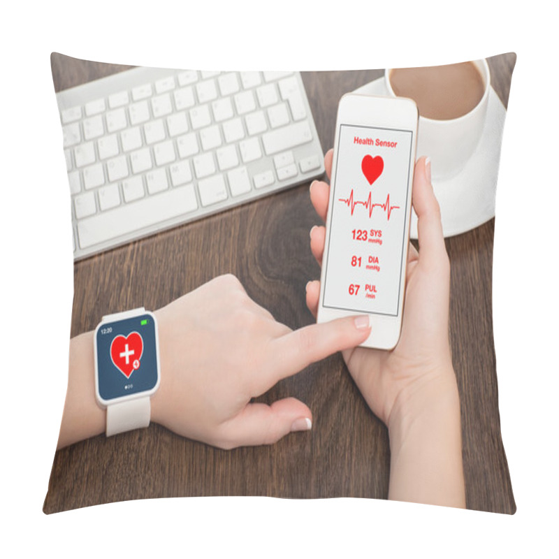 Personality  Touch Phone And Smart Watch With Mobile App Health Sensor Pillow Covers