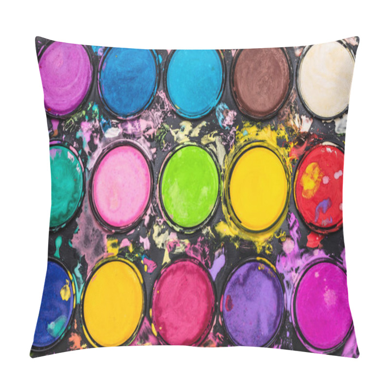 Personality  Watercolour Paint Palette. Colourful Paint Splash. Artistic Background. Pillow Covers