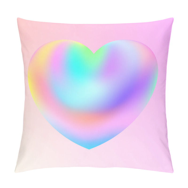 Personality  Holographic Heart. Fluid Liquid Chrome Heart Shape. 3d Y2k Hologram Love Element. Metallic Rainbow Icon. Fantasy Retro 80s, 90s Texture. Iridescent, Flowing Gradient. Vector Illustration EPS10. Pillow Covers