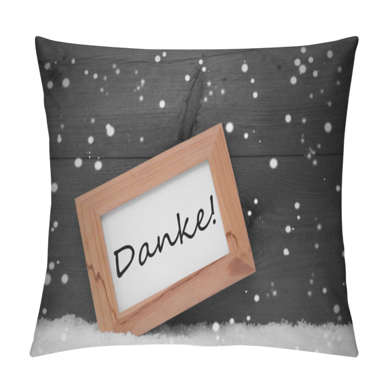 Personality  Picture Frame, Danke Means Thank You, Snow, Snowflakes Pillow Covers