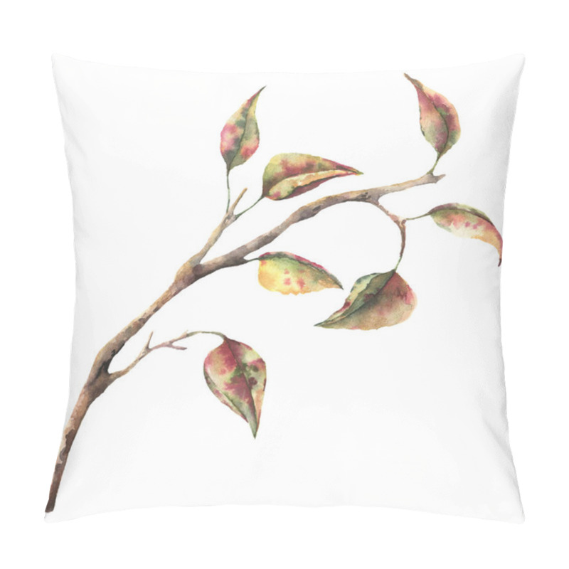 Personality  Watercolor Tree Branch With Yellow And Red Leaves. Hand Painted Autumn Illustration Isolated  On White Background. Season Botanical Clip Art For Design Or Print. Pillow Covers