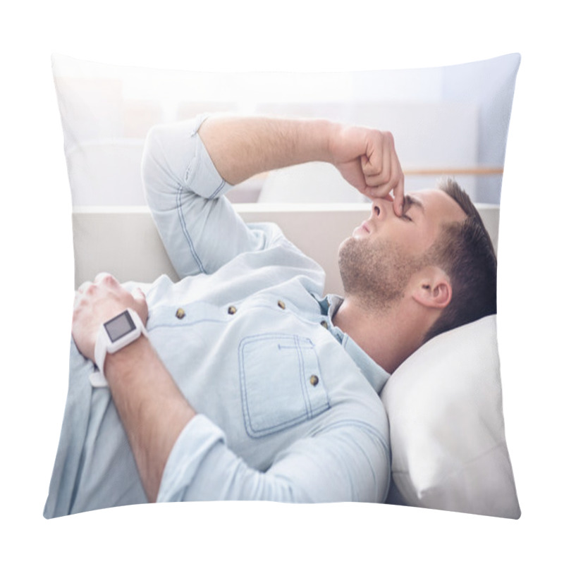 Personality  Sick Unhealthy Man Lying On The Couch Pillow Covers