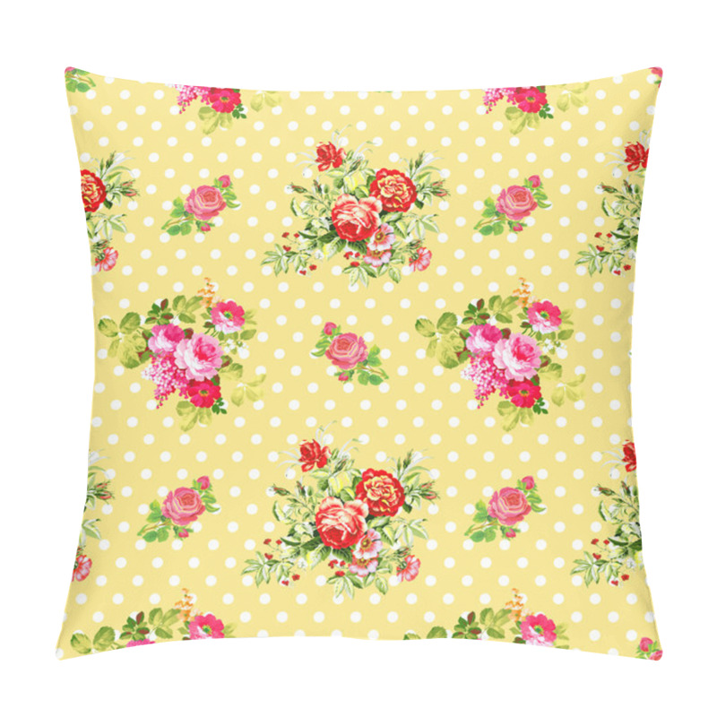 Personality  Roses With Light Yellow Polka Dot Pattern, Seamless Texture Background Pillow Covers