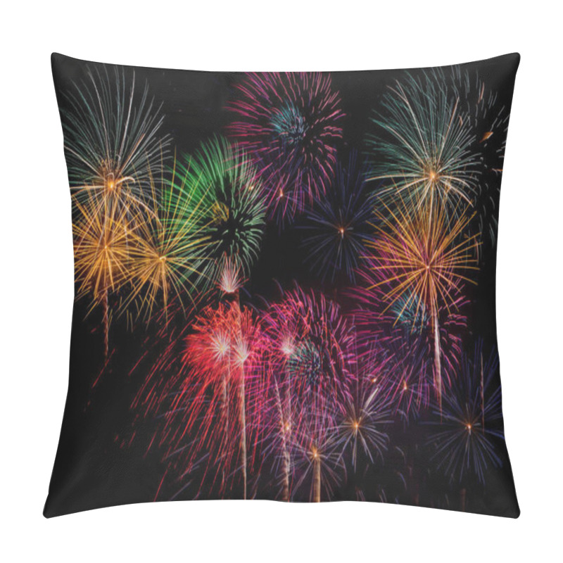 Personality  Fireworks Celebration At Night On  New Year And Copy Space Pillow Covers