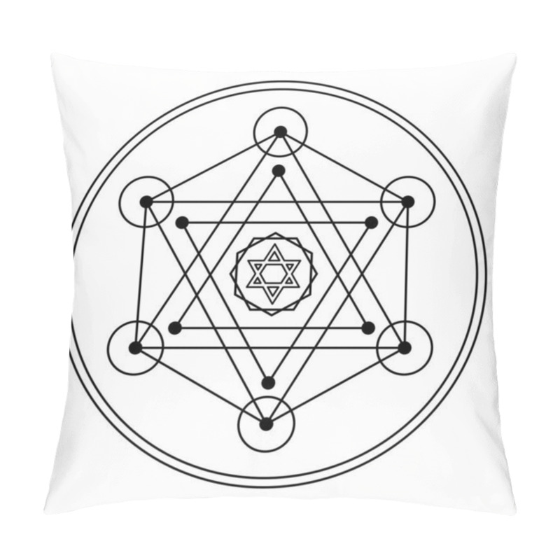 Personality  Scared Geometry Vector Design Elements. The World Of Geometry With Our Intricate Illustrations. In Black Line Art. Pillow Covers