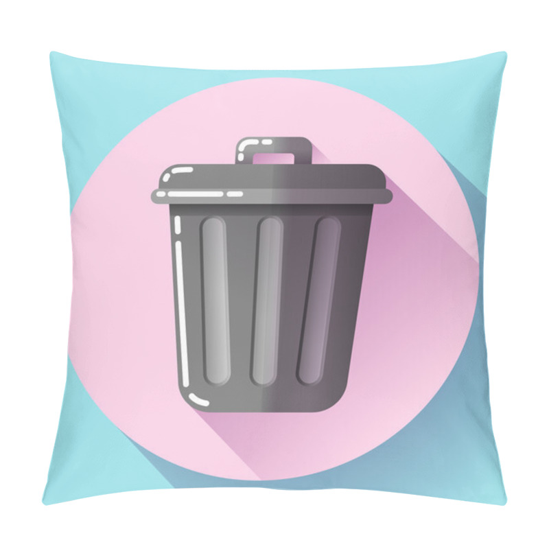 Personality  Trash Can Icon Recycle Bin Garbage Flat Vector Illustration Pillow Covers