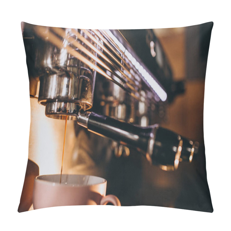 Personality  Coffee In A Coffee Machine In A Coffee Shop Pillow Covers