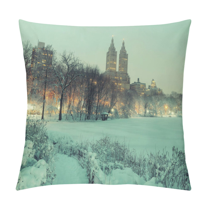 Personality  Central Park Winter At Night With Skyscrapers In Midtown Manhattan New York City Pillow Covers