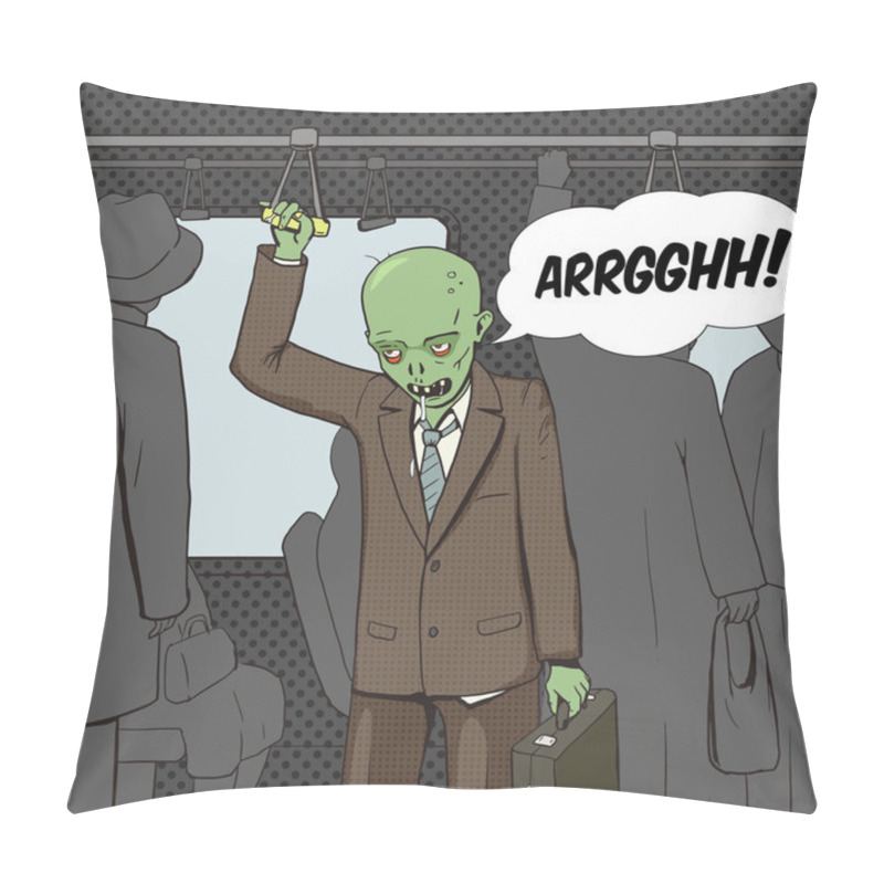 Personality  Zombie Goes To Work Pop Art Vector Pillow Covers