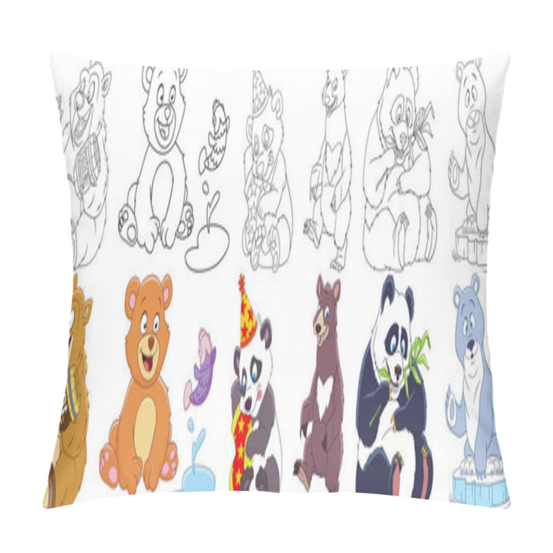 Personality  Cartoon Bears And Pandas Set Pillow Covers