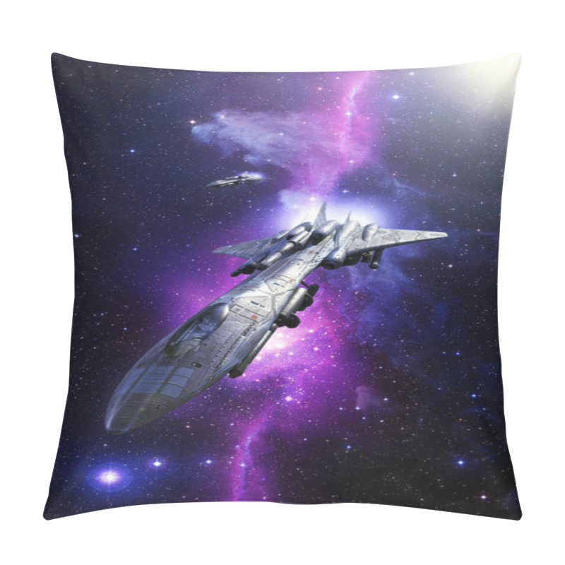 Personality  Fighter Bomber Spaceship And Nebula Starfield Pillow Covers