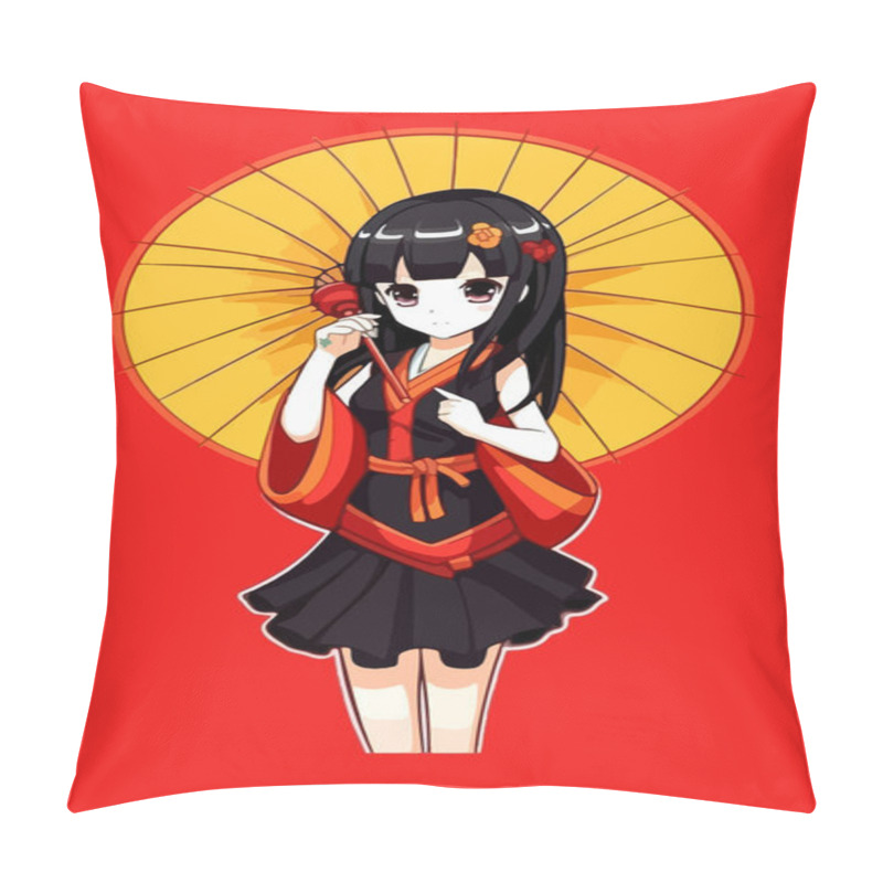 Personality  Young Girl Anime-style Character Vector Illustration Design. Manga Anime Girl Hair Faces Cartoon. Face Young Girl Anime-style Character Vector Illustration Design. Girl Anime Female Manga Cartoon Pillow Covers