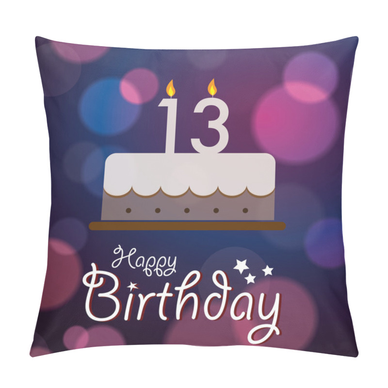 Personality  Happy 13th Birthday - Bokeh Vector Background With Cake. Pillow Covers