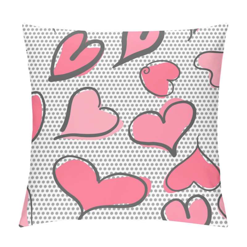 Personality  Abstract Seamless Pattern With Hearts And Polka Dots Background. Valentine Hearts With Hand Draw. Vector Illustration Pillow Covers