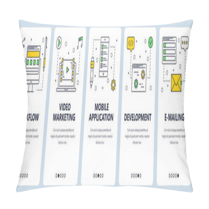 Personality  Vector Modern Thin Line Workflow Concept Web Banner Set Pillow Covers