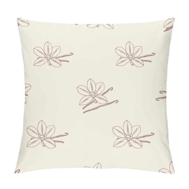 Personality  Seamless Pattern With Sketched Vanilla Flower And Beans Pillow Covers