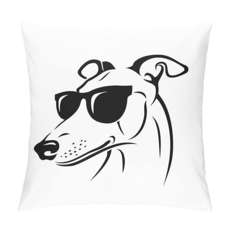 Personality  Cute Greyhound Dog Wearing Sunglasses, Isolated Vector Illustration Pillow Covers