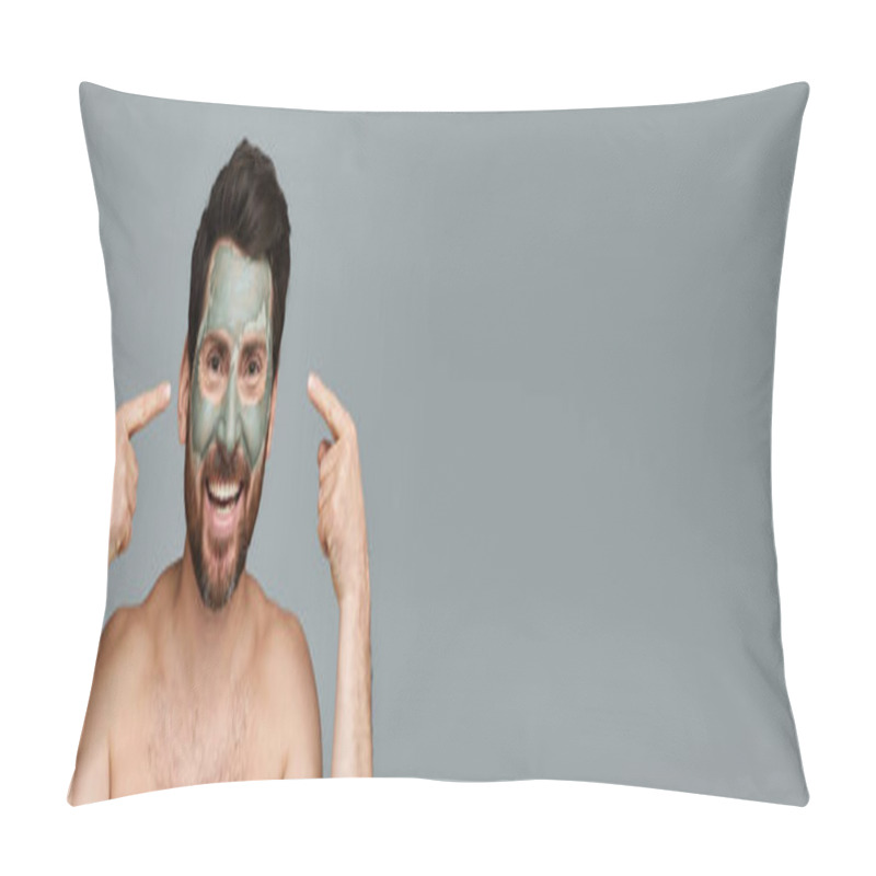 Personality  Appealing Man Wearing A Facial Mask, Skincare. Pillow Covers