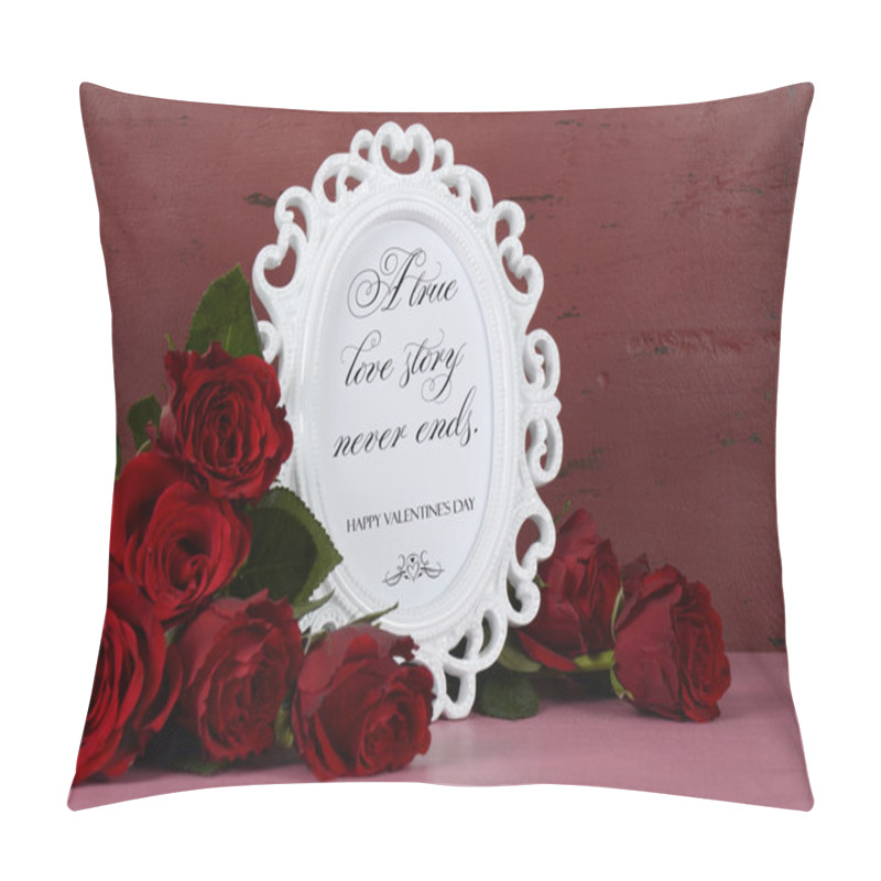 Personality  Happy Valentine's Day On Red Wood Background. Pillow Covers